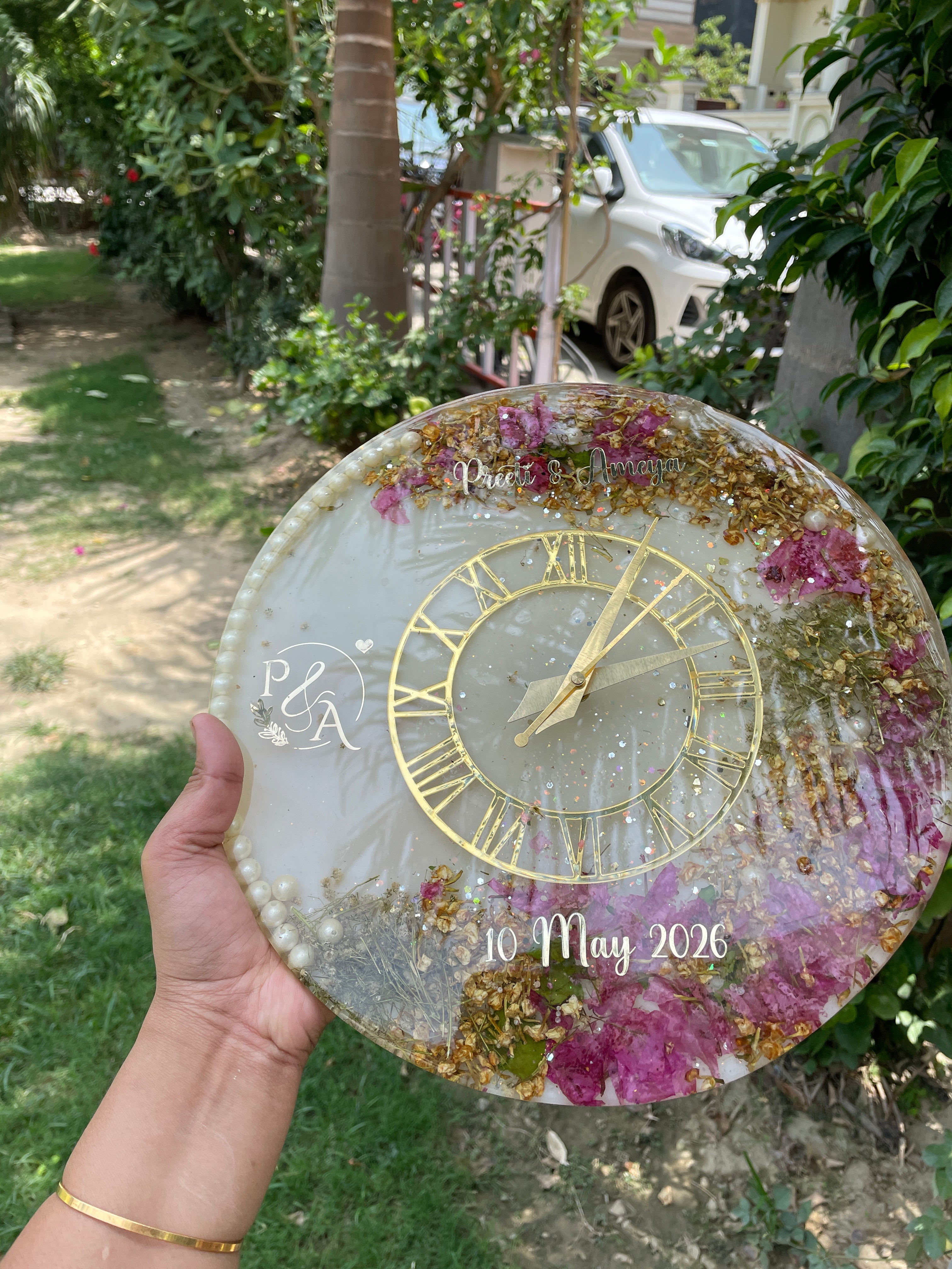 Half n Half Flowers Clock