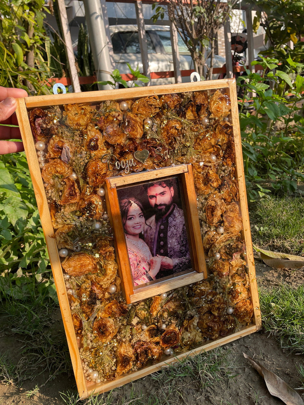 Floral Resin Double Photo Frame