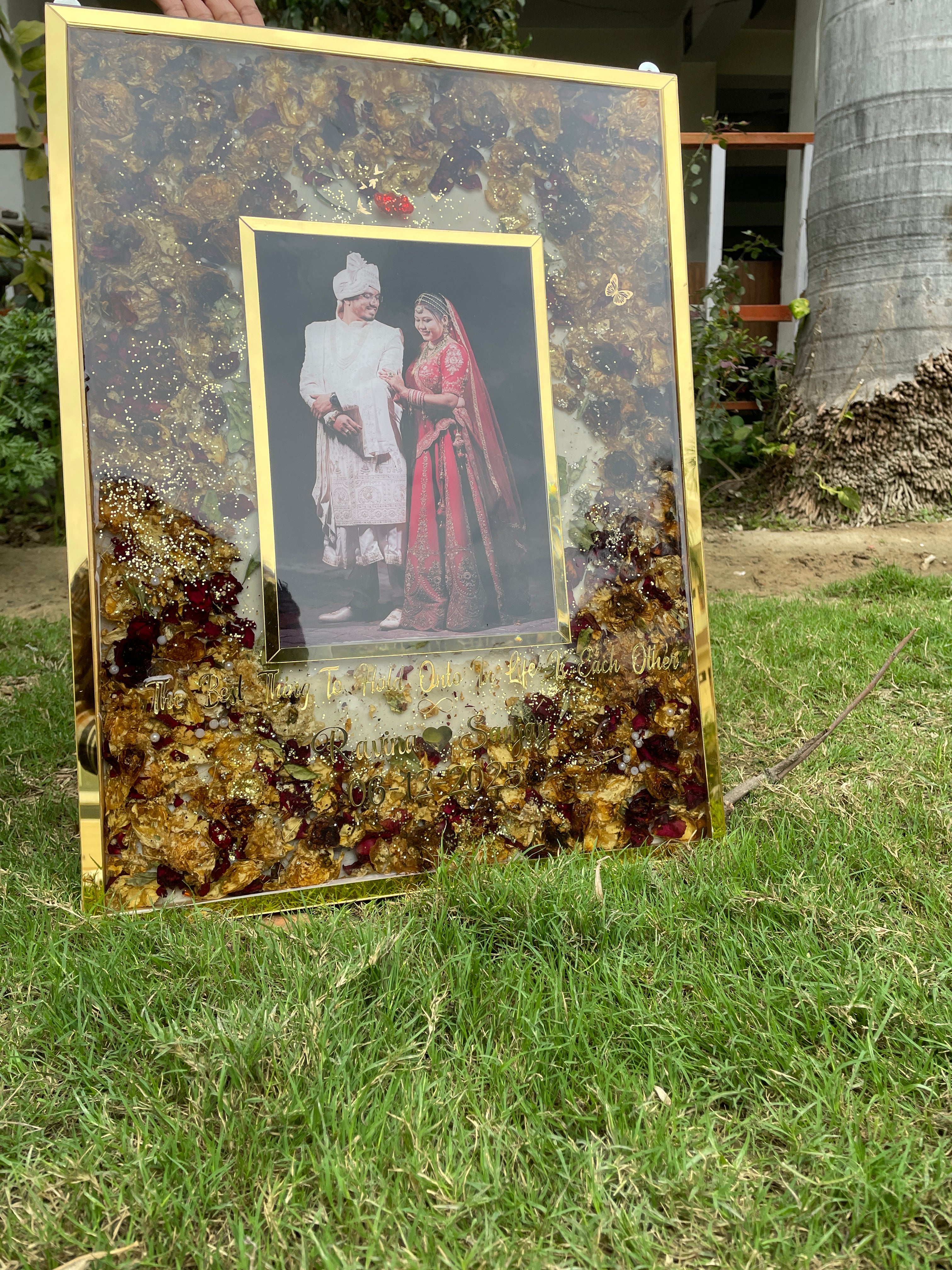Floral Resin Double Photo Frame