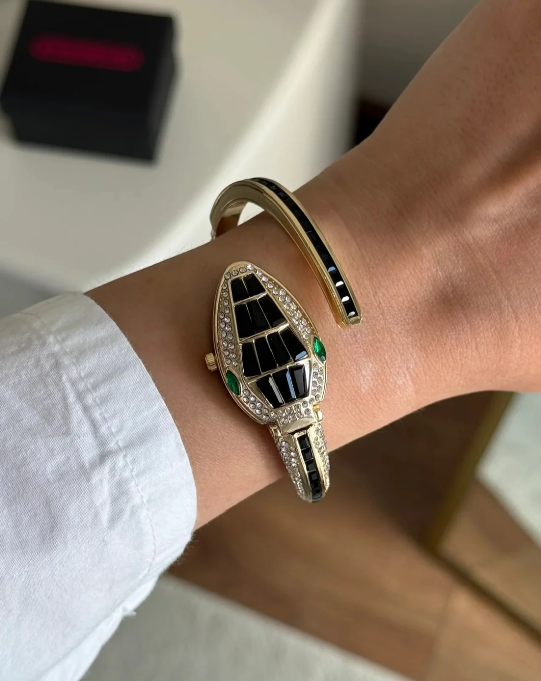 Black Serpentina Watch Bracelet – Anti-Tarnish Luxury Cuff