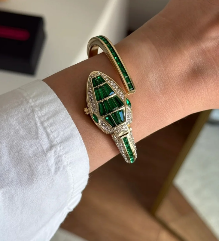 Green Monarch Serpentine Watch Bracelet – Anti-Tarnish Luxury Cuff