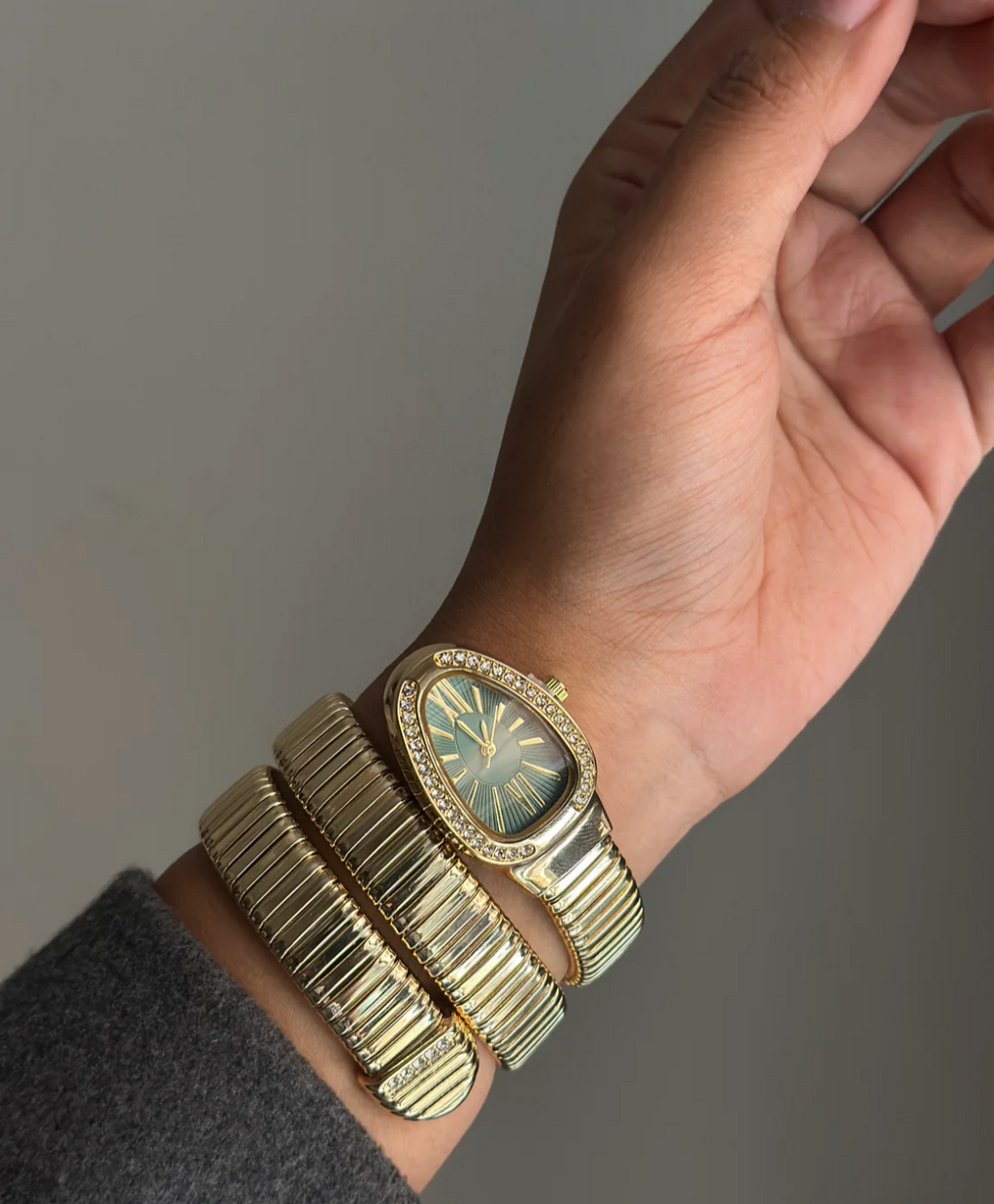 Green Monarch Serpentine Watch Bracelet – Anti-Tarnish Luxury Cuff