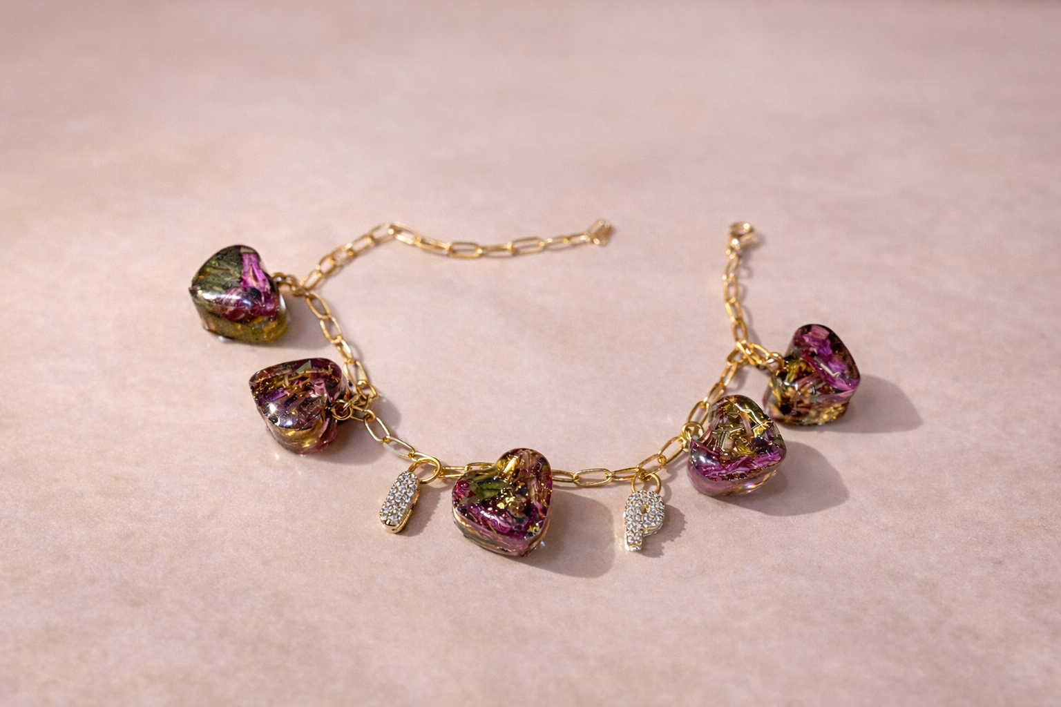 resin heart bracelet