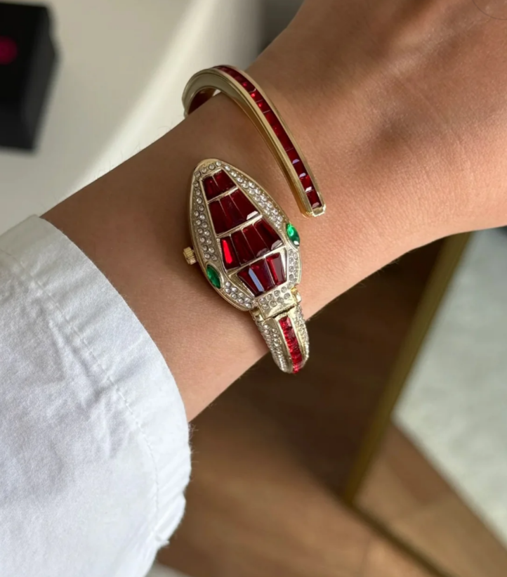 Red Serpentina Watch Bracelet – Anti-Tarnish Luxury Cuff
