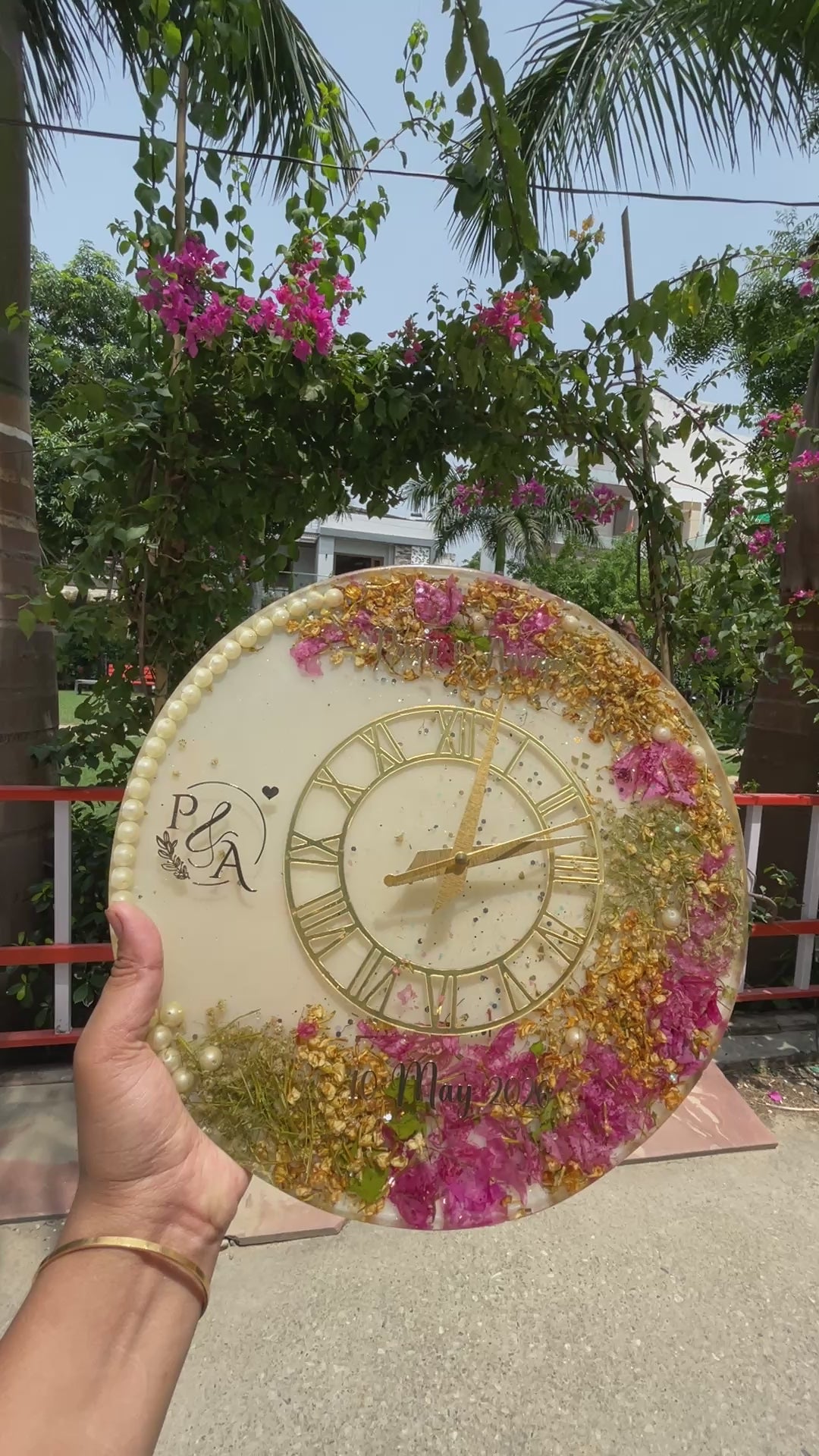 Half n Half Flowers Clock