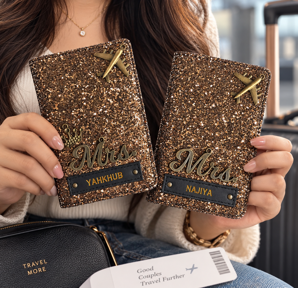 Personalised Glitter passport covers