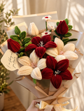 Scarlet and Snow bouquet