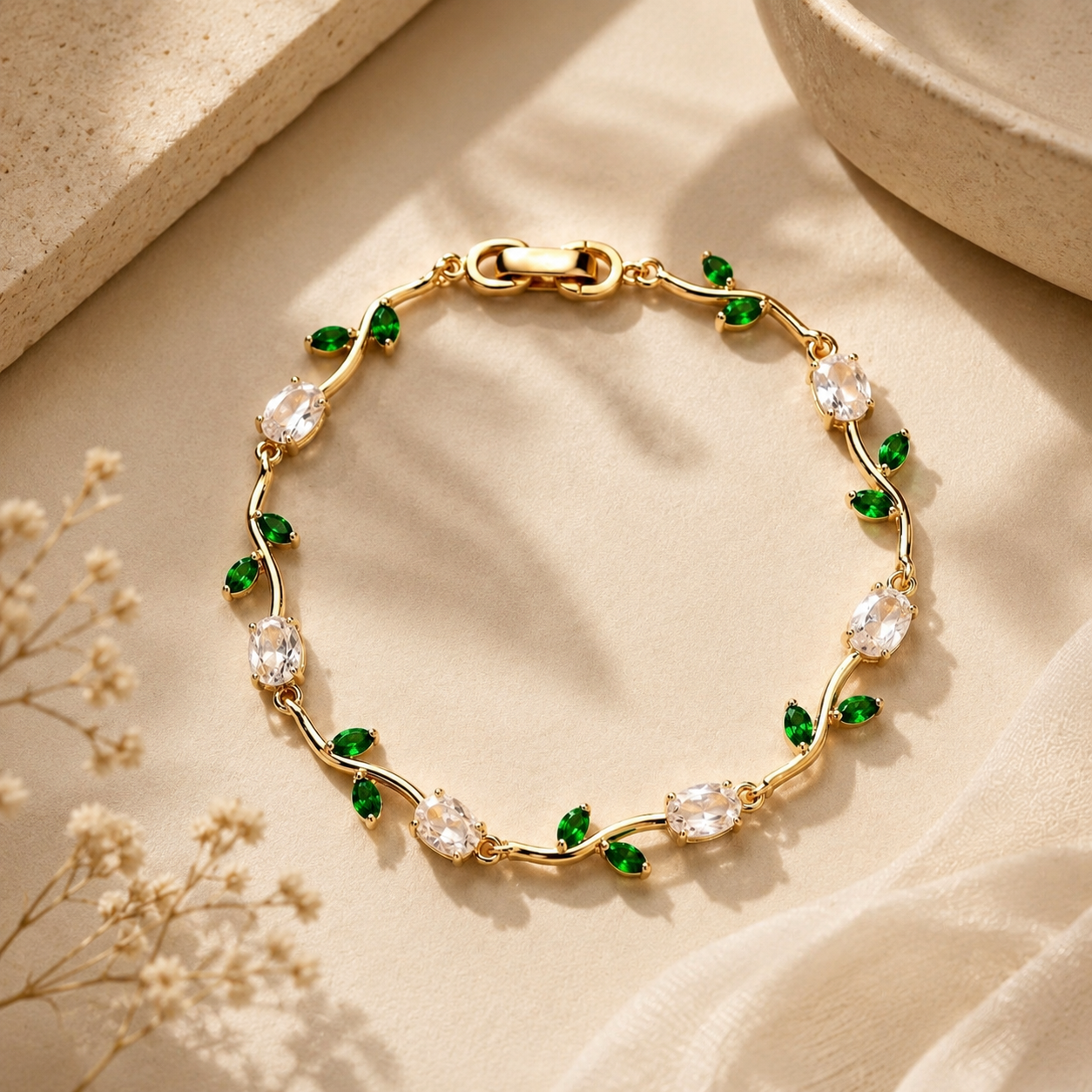White diamond tulip bracelet